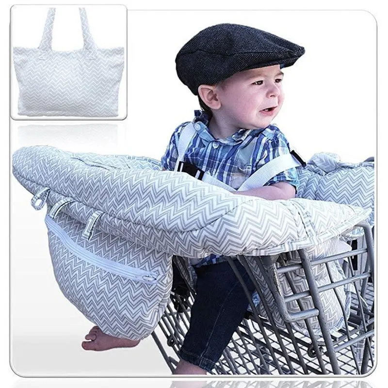 

2 In 1 Washable Folding Baby Shopping Trolley Cart Cover Children Supermarket Cart Covers Highchair Seat Car Purchase Protector