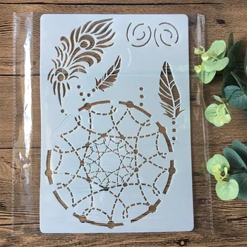 

A4 Wheel Feather Tassel DIY Layering Stencils Painting Scrapbook Coloring Embossing Album Decorative Paper Card Template