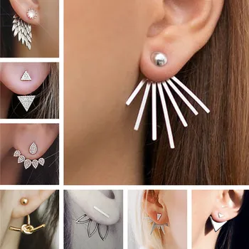 

Steampunk Stud Earrings For Women Triangle Flower Angel Wing Feather Brincos Ear Fashion Jewelry Ornaments pendientes