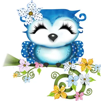 

5d Full Square Round Drill Diamond Embroidery Cute Blue Owl Mosaic Painting Diamond Embroidery Cross Stitch Decoration Maison