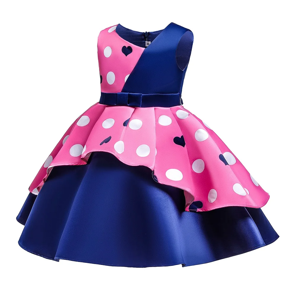 Детское платье для дня рождения для девочек от 2 до 10 лет, сатиновое платье-пачка принцессы в горошек для свадьбы, вечерние, элегантные платья для малышей