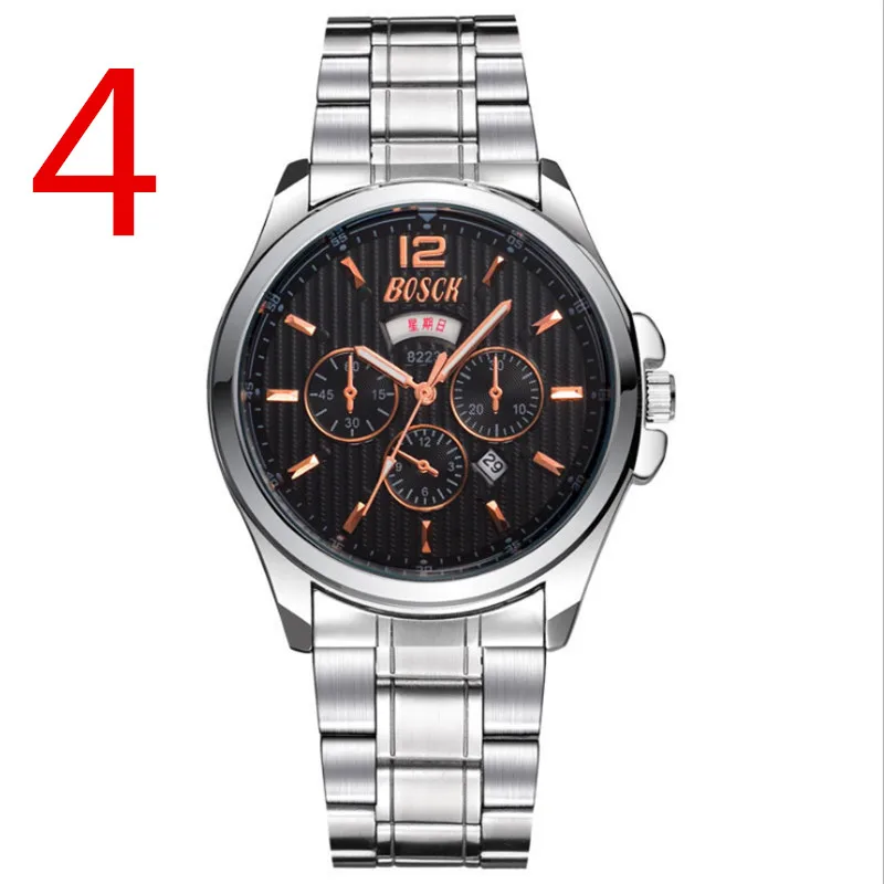 

2018 New Arrival Men's Black Watches Business Calendar Fashion Casual Stainless Steel Non-mechanical Quartz Wristwatches
