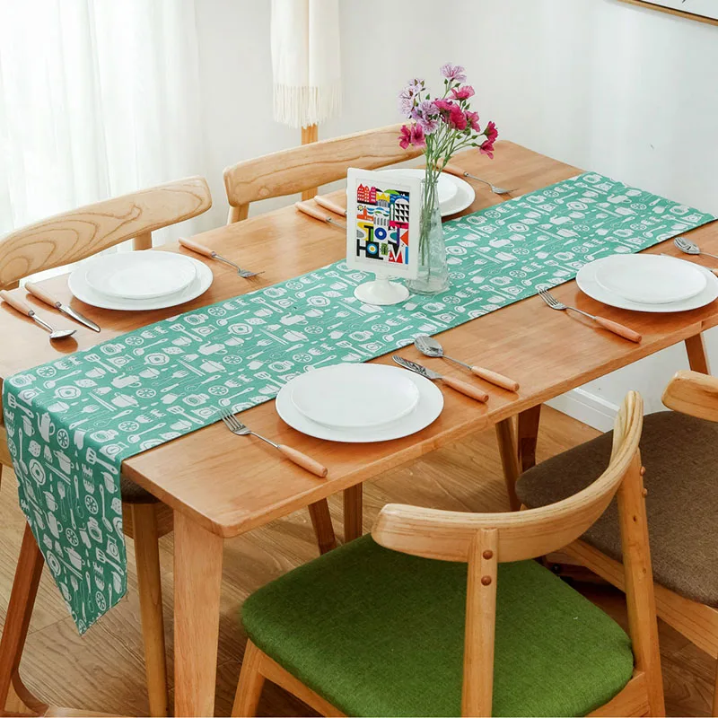 Blue Tableware Мешковина для стола, столовые приборы с принтом, столовый стол, покрывало из ткани, скатерть, деревенская Свадебная вечеринка, домашний декор - Цвет: Blue Tableware