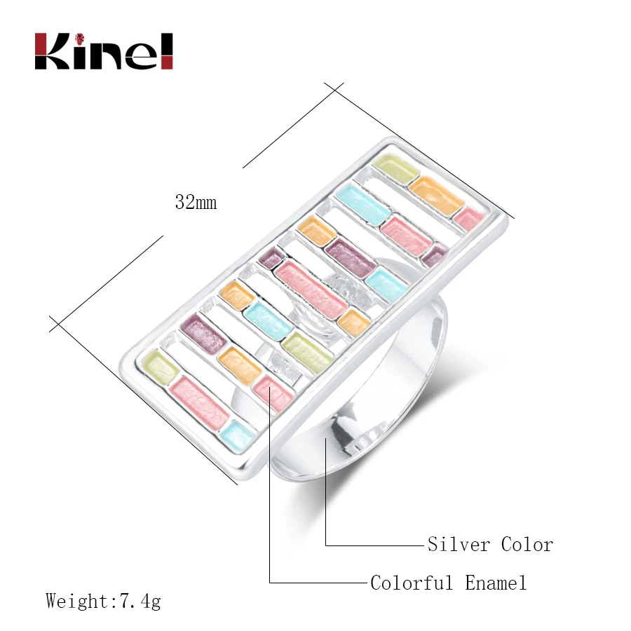 Kinel UniqueTrendy кольца с эмалью для женщин серебряный цвет длинные Индивидуальные вечерние кольца женские винтажные ювелирные изделия подарок девушке