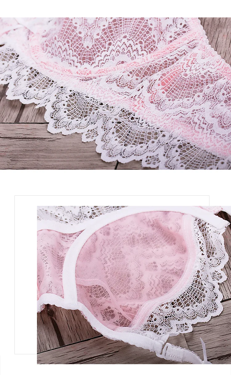 Sexy lace ultra-thin cup underwear push up adjustment bra set for girls thin section bra and panty suit 21