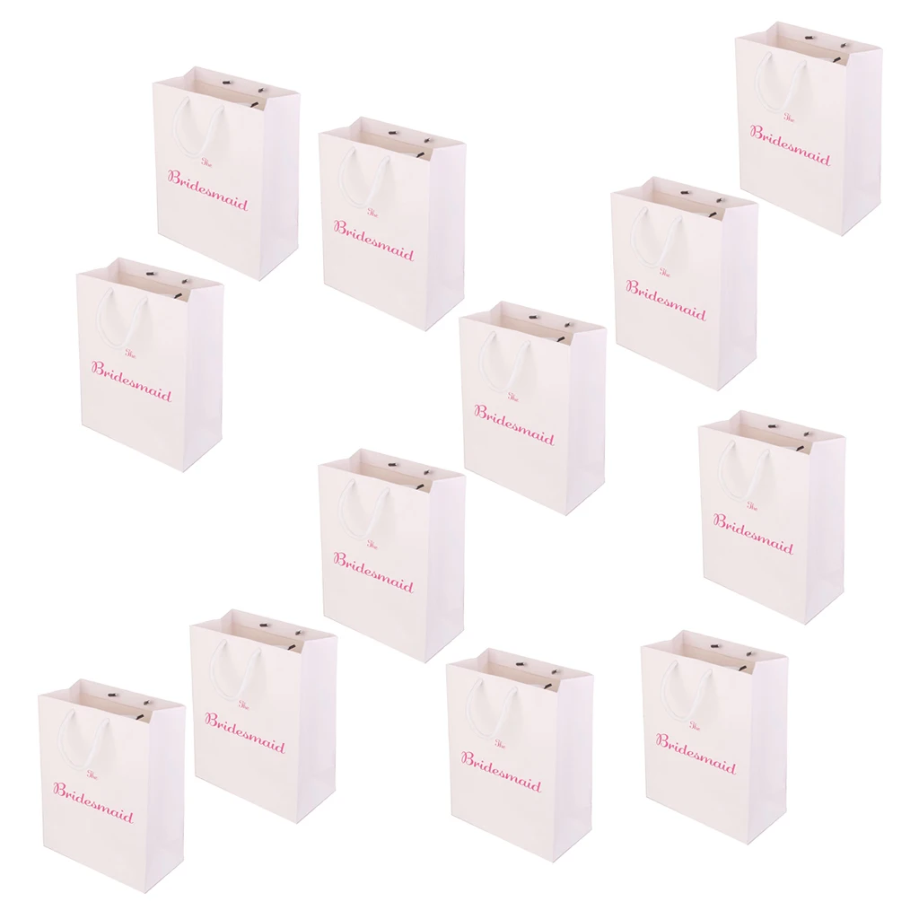12 Pieces The Bridesmaid Printed Paper Bag Gift Favour Bag with Handle for Wedding, Bridal Shower, Hen Night Party