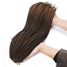 YXCHERISHAIR 22 inch Long Synthetic Ombre Crochet Box Braid Black Blonde Brown Box Braiding Hair Extensions