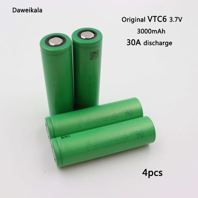 18650 VTC6 3,7 V 3000mAh 18650 аккумуляторная батарея для электронной сигареты 18650 VTC6 30A разряда+ 1 шт зарядное устройство