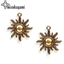 

22*27mm 10pcs/lot Alloy Charms Retro Flat Gold Sun Shape Charms Pendant For DIY Necklace Jewelry Making Finding Accessories