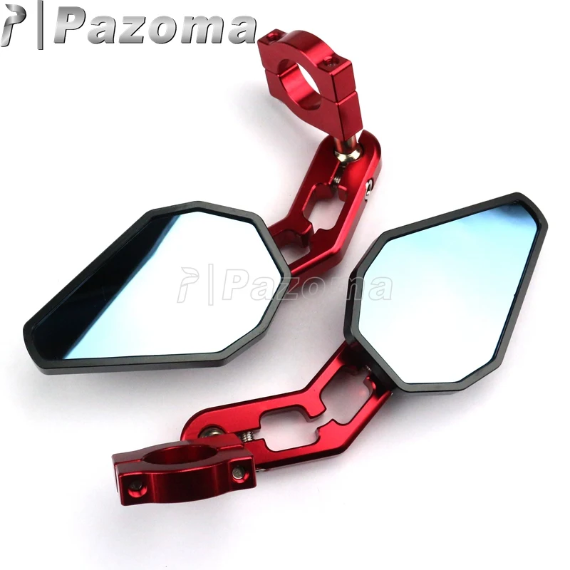 PAZOMA Supermoto Motorcycle aluminum Universal Red Mirror For All