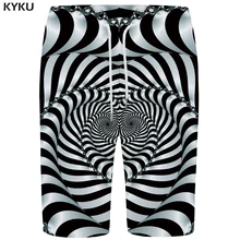 KYKU уже шорты Для мужчин головокружение Короткие штаны черный и белый 3d печатных шорты Quick Silver Готический хип-хоп Для мужчин s шорты