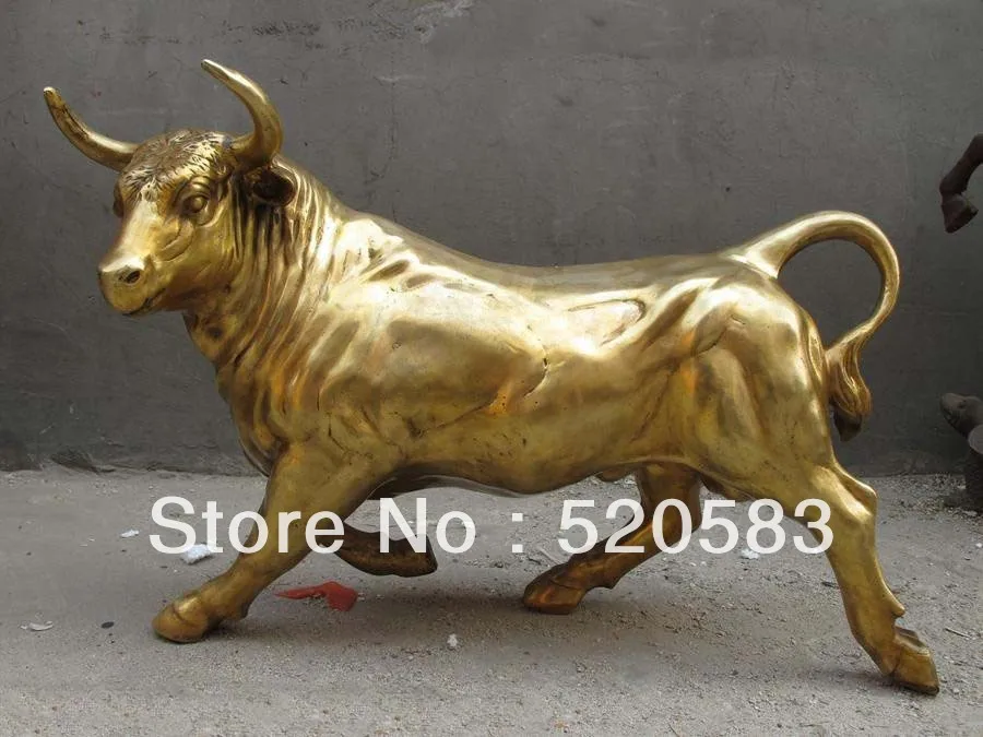 

China Pure Brass Hand-carved Bull Ox Lucky Feng shui Statue