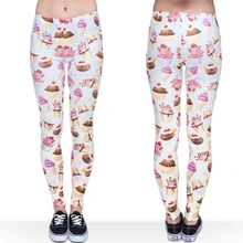 Забавные Леггинсы для женщин и девочек Забавные 3d розовые Icecream базовые повседневные Леггинсы