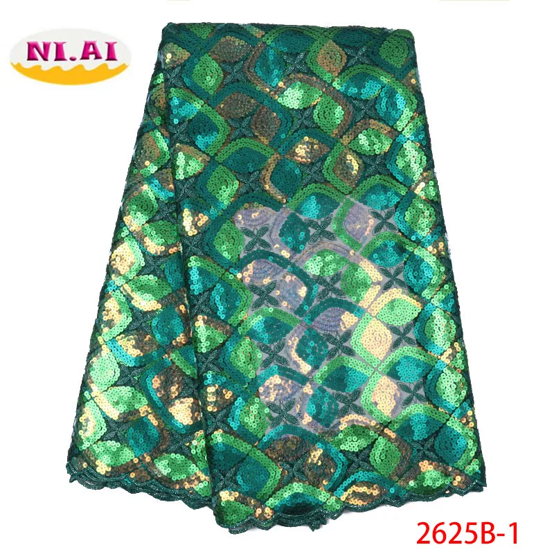 

African Lace Fabric 2019 High Quality Lace Fabric French Sequins Net Tulle Fabrics Nigerian Laces For Wedding Dress XY2625B-1