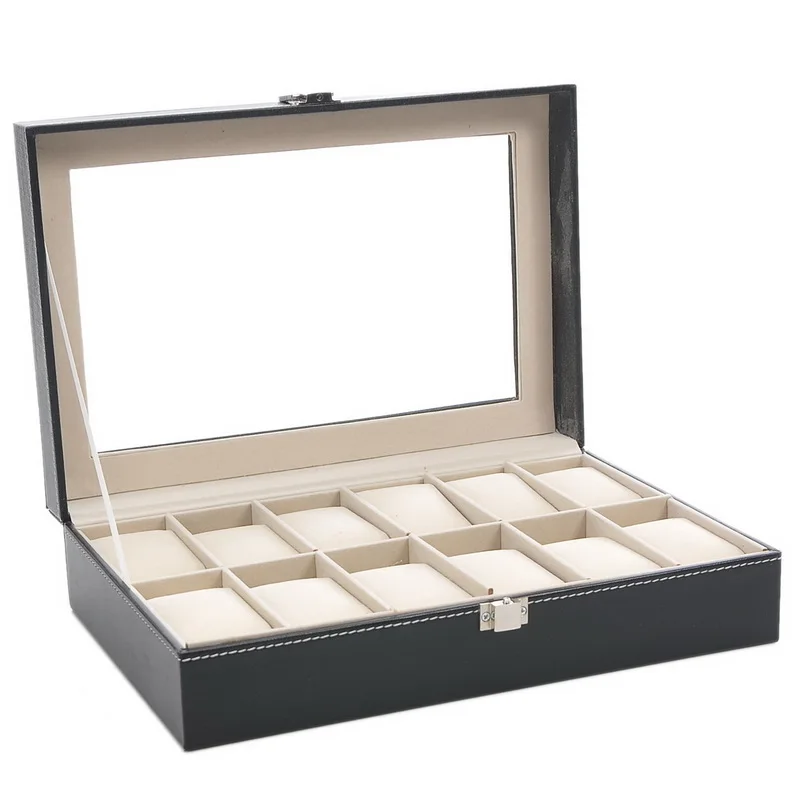 1 шт. коробка для хранения косметики Высококачественный портативный органайзер для часов черный ящик для часов сетка из искусственной кожи дисплей ювелирных изделий