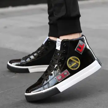 

Plus Size 39-46 Men's High-top Bright Skateboarding Shoes Bling Bling Sports Shoes Casual Sneakers Sequin Shoes Chaussure Homme