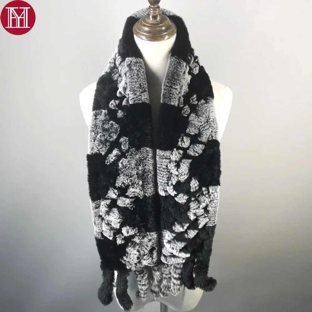 

2019 Women Real Rex Rabbit Fur Scarf 100% Rex Rabbit Fur Worm And Soft Neckerchief Fashion Rabbit Fur Scarves Wholesale Retail