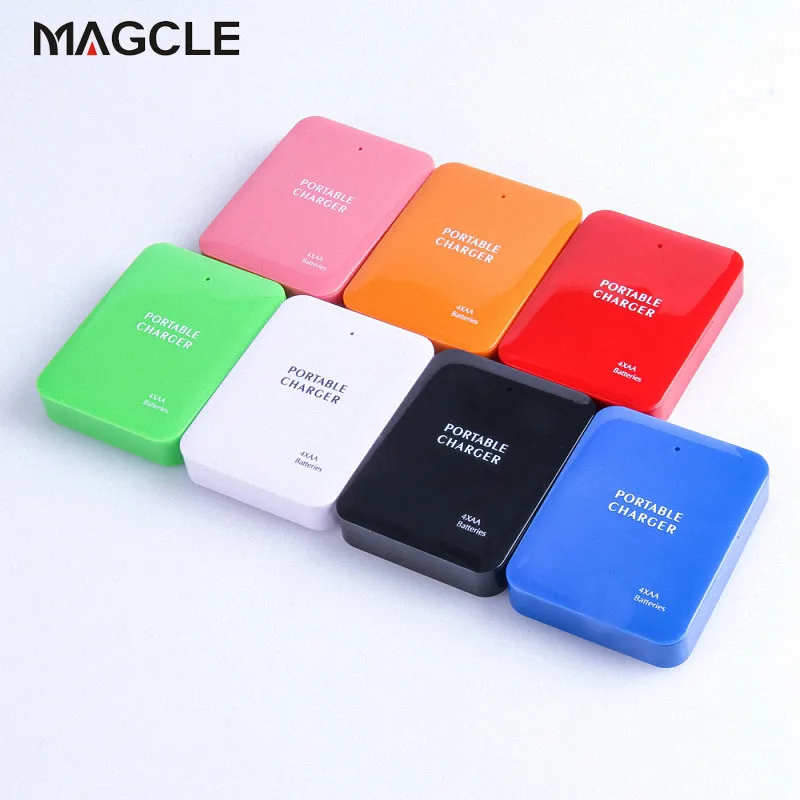 Universal Portable LED Flashlight 4x AA Battery USB Power Bank Charger Case Box Battery Charger DIY Kit For Smart Phone