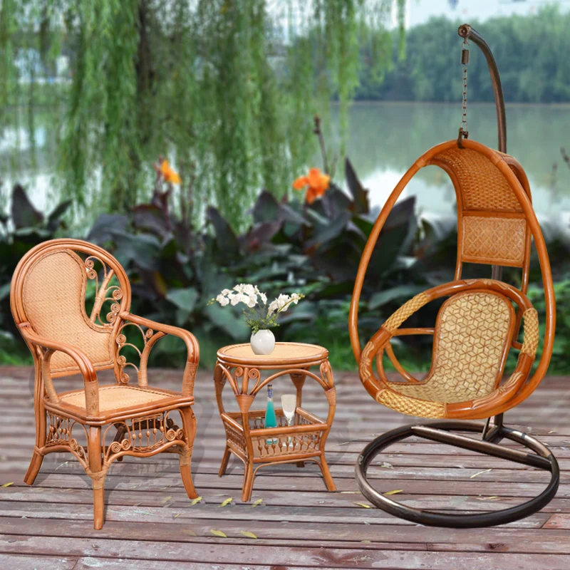 Rattan basket hanging outdoor swing chair balconyin Hanging Baskets