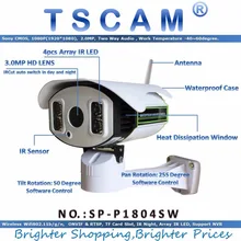 TSCAM new SP-P1804SW Full HD 1080P 2.0MP ONVIF IP Camera Wireless Pan/Tilt Rotation with TF Card Slot Array IR Night 100M