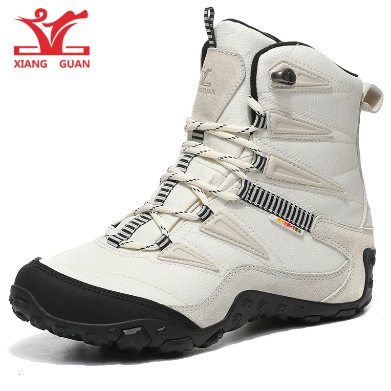 Tanie XIANG GUAN high top lover śniegowe buty czarno białe buty trekkingowe marki sznurowane mężczyźni outdoor wspinaczka trampki