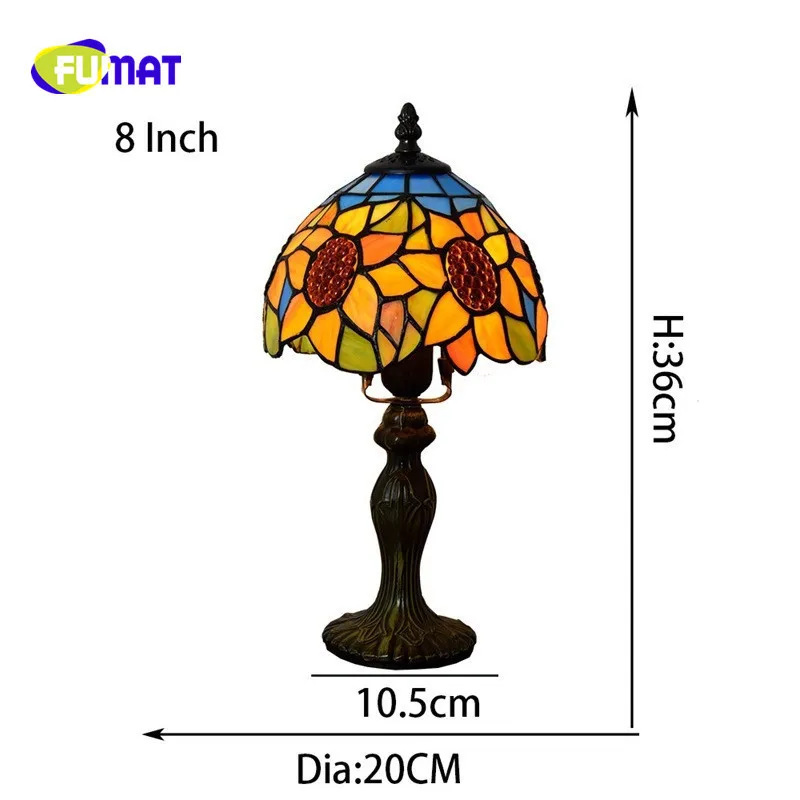 9Sunflower Stained Glass Tiffany Table Lamp