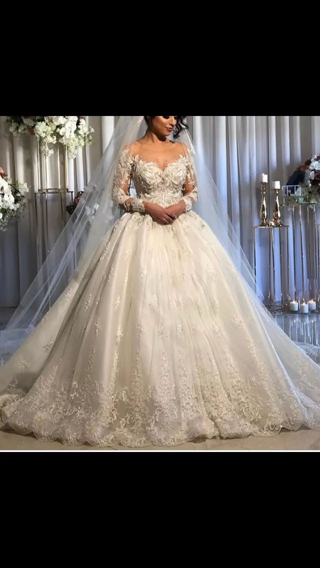 Vestido De Noiva 2018 аппликации-line свадебное платье с длинным рукавом Scoop шеи es Часовня