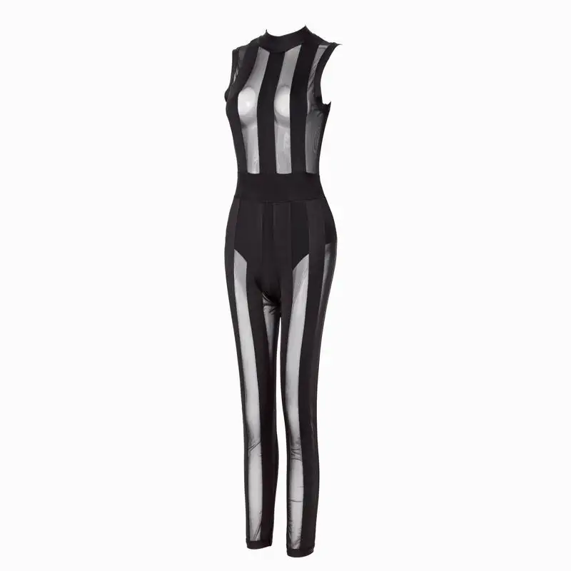 New-Arrivals-Women-s-Sexy-Hollow-Out-Mesh-Sleeveless-Green-Black-Bandage-Jumpsuit (1)