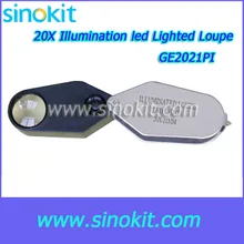 Светодиодный Ligted источник 20x диаметр 18 мм Глянец(покрытие) Оптическое стекло ювелирные изделия в виде объектива лупа-GE2021PI