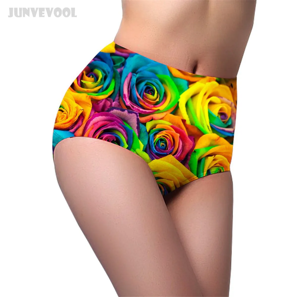 High Waist Panties Ladies Womens Floral Briefs Rose Flower Pants Knickers Underwear High Waisted