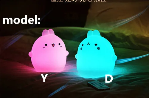 Kelinci Kreatif Led Kartun Warna Warni Silika Gel Hewan Malam