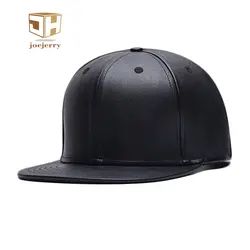 Joejerry кожа бейсболка с плоским козырьком хип-хоп Snapback черная шляпа Для мужчин Для женщин унисекс Размеры регулируемый