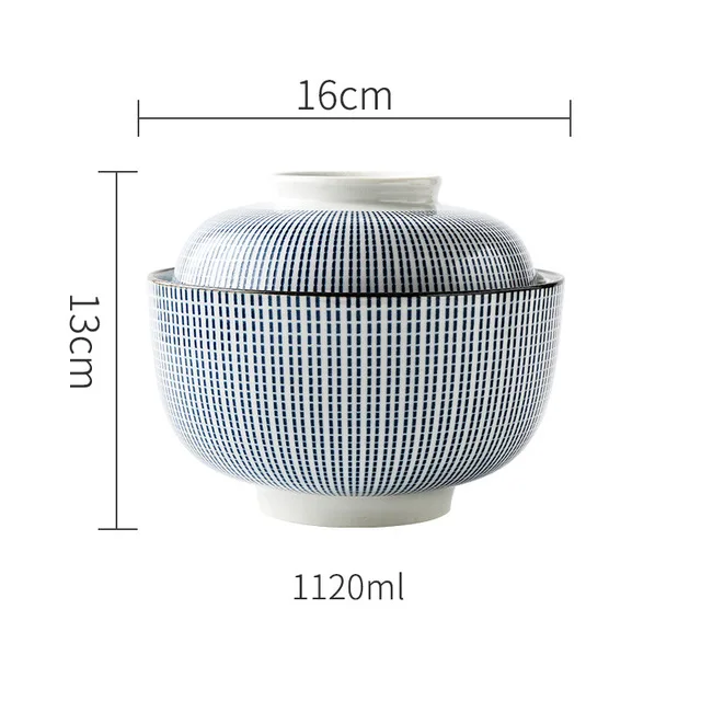 ANTOWALL японская HENGFENG 4,5 дюймов и 6,5 дюймов керамическая миска для супа с крышкой синяя и белая миска для риса тушеная мисо супница - Цвет: 6.5inch tureen A