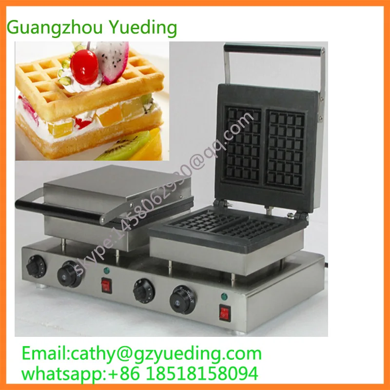 

2pcs Commercial Use Non-stick 110v 220v Electric Rectangle Belgian Waffle Maker