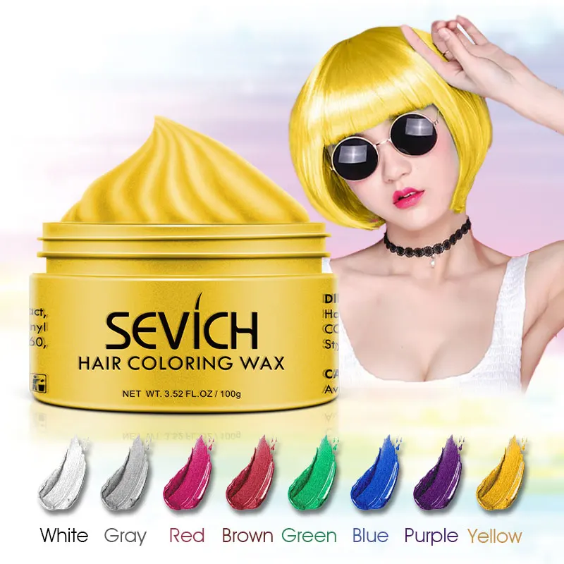 Sevich Fashion Silver Color Jar Styling Hair Colour Wax Hair Dye Wax Mud Cream for Men 100g Temporary Hold Hairstyle Salon Cool