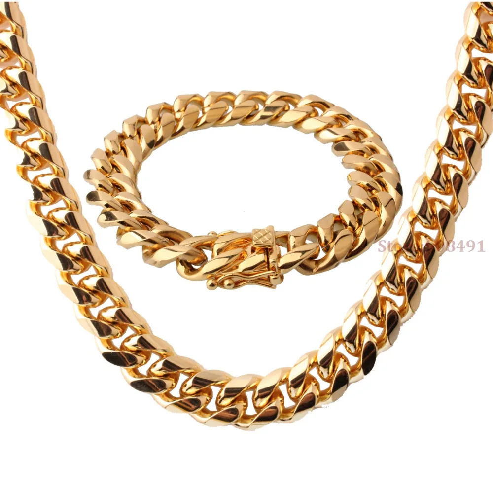 Popular Sale Jewelry for Men Boy Gold Stainless Steel Curb Link Chain
