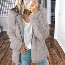 Новогоднее осеннее пальто из искусственного меха, женская модная Толстая куртка с капюшоном, Женская куртка с длинным рукавом 12. 28