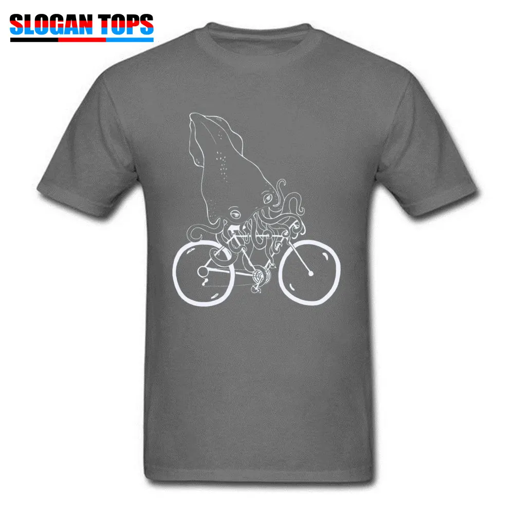Squid on a bike 9052 O-Neck Top T-shirts Summer/Fall Tops Tees Short Sleeve New Arrival 100% Cotton Summer Tee Shirts Design Man Squid on a bike 9052 carbon