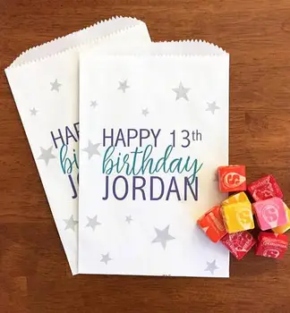

Personalized name age birthday wedding donuts candy Buffet treats gift Bakery Cookie Petal Toss bags Favor pouches packets