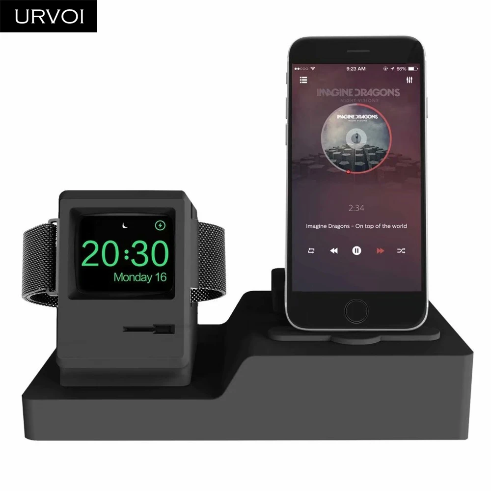 

URVOI 3 in 1 Charging Dock Holders for Apple Watch iPhone stand watchOS 5 keeper Airpods PC home charging dock silicone repair
