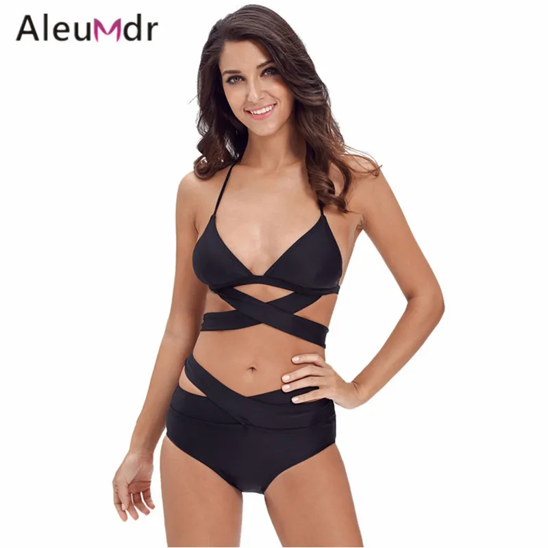 

Aleumdr Bikini 2017 New Swimming Suit For Women High Waist Sexy Cut Out 2pcs Swimwear Beachwear LC410001 Maillot De Bain Femme
