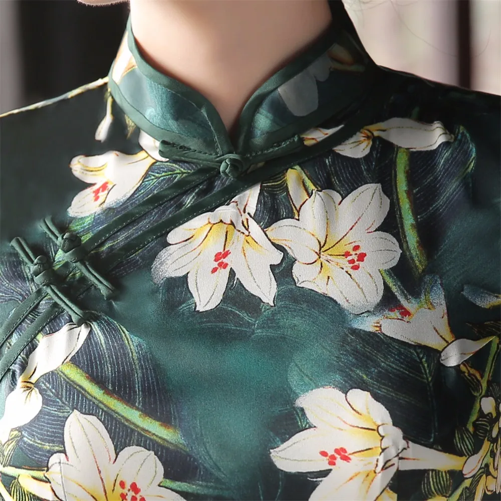 Шанхай история длинное Ципао национальный тренд платье в китайском стиле винтажное китайское платье зеленый