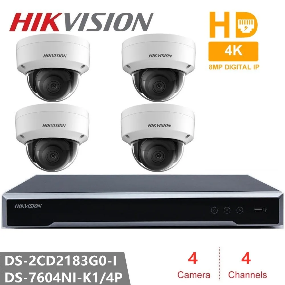 Комплект ip-камер Hikvision 4 канала 4POE NVR + шт. 8 Мп сетевая купольная мини-камера