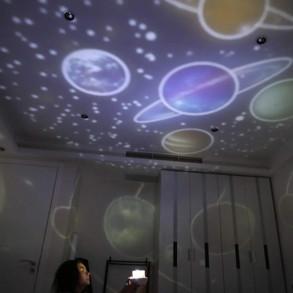 LED ليلة ضوء السماء المرصعة بالنجوم ماجيك ستار القمر كوكب العارض مصباح كوزموس الكون Luminaria الطفل الحضانة ضوء ل هدية عيد ميلاد