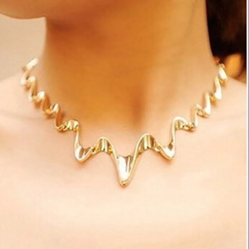 

New Simple Link Waves Pendant necklace Chokers Collar for Women Accessories Gift