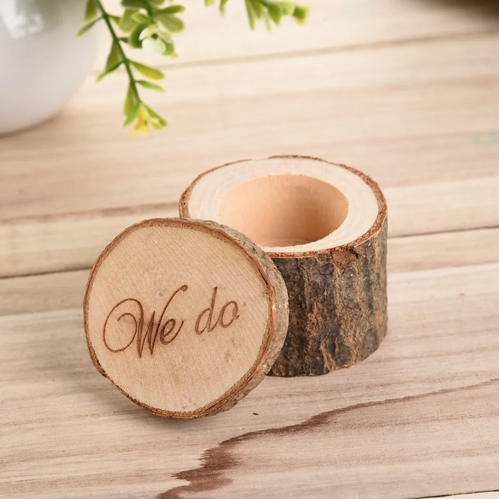 Creative "we do " Romantic Wedding Ring Holder Wood Ring Pillow Box