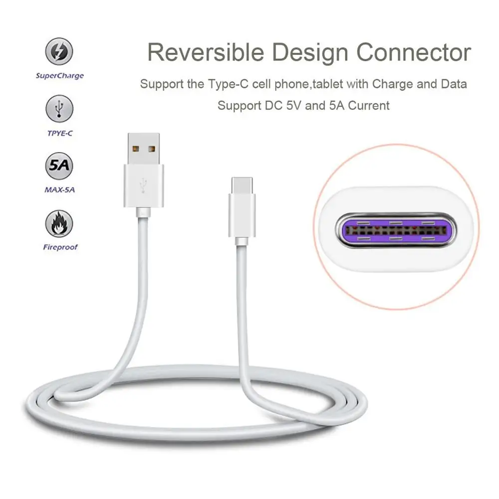 Быстрая зарядка 5 в 5A USB-C к USB 2,0 кабель для передачи данных для планшетов и телефонов huawei Коврики 9