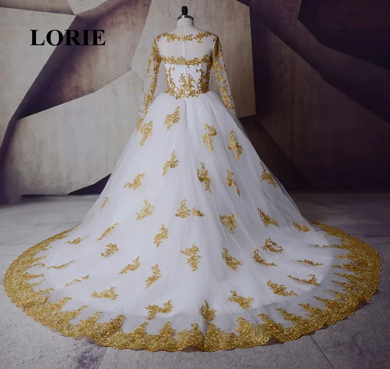 white gold wedding gown