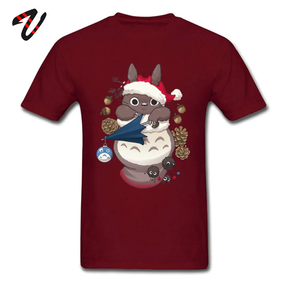 Tops T Shirt Totoros Christmas Summer Fall Newest 3D Printed Short Sleeve 100% Cotton O-Neck Men T Shirts 3D Printed Tee Shirts Totoros Christmas 20555 maroon