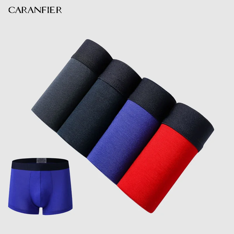 CARANFIER, 4 шт., мужские хлопковые трусы, мужское нижнее белье, боксеры, дышащие мужские боксеры, одноцветные трусы, удобные брендовые шорты Jdren